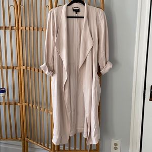 Blush Pink Draped Duster Coat